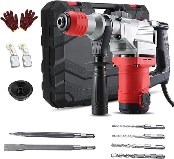 Electric Rotary Hammer Drill Demolition Jack Hammer Kit With Chisels Drill+SDS