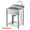 Stainless Steel Commercial Kitchen Sink Free Standing w/ Cold&Hot Water Faucet