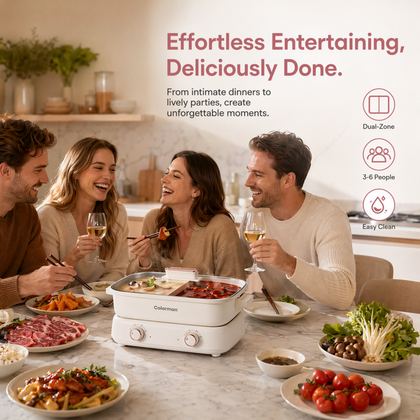 Electric Hot Pot Dual Sided with Divider Detachable Nonstick Shabu Hotpot Cooker