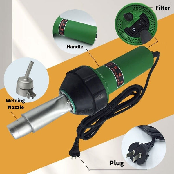 1600W Hot Air Plastic Welder PVC TPO Vinyl Heat Welding Gun Torch &9 Accessories