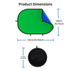 Chromakey Backdrops Double Sided Green Screen & Blue Screen 2 in 1 Collapsible