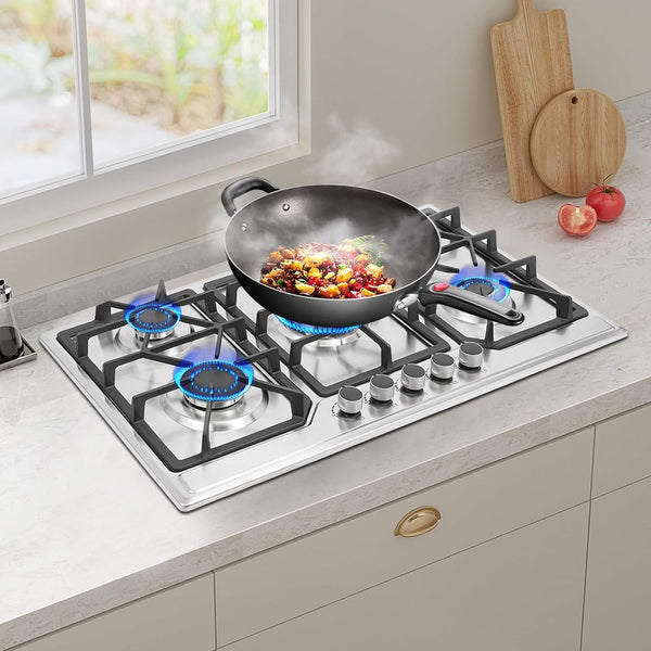 5 Burner Gas Cooktop Stove Konbs Kitchen Cooker Stainless Steel NG/LPG 86cm AU