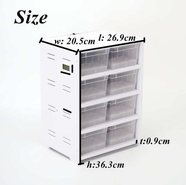 8 Grid Reptile Breeding Cabinet w/ 25W Heating Pad Hygrometer for Small Reptiles