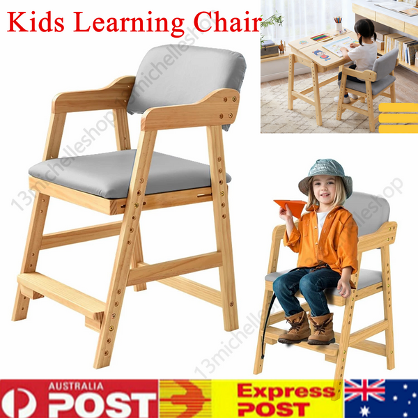Wooden High Chair for Toddlers Teens Learning Chair Grows with Kid for Dining