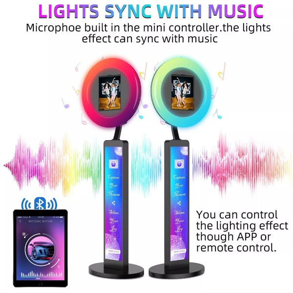175cm 360° Photo Booth Machine Selfie Digital Portable PhotoBooth with LED Light