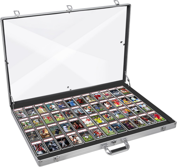 Trading Card Display Case Box Aluminum Glass Clear Locking Coin/Jewelry Storage