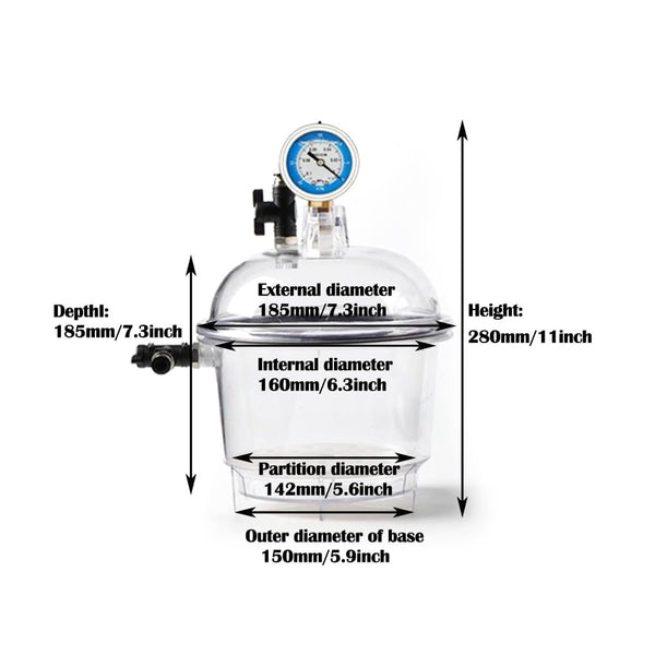 Vacuum Desiccator Clear Visibility Double Valve Design Easy to Use Accessory