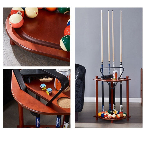 Pool Cue Rack Solid Wood Pool Stick Holder Floor Stand Holds 8 Pool Billiard Cue