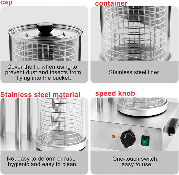1200W Commercial Hot Dog Warmer Machine Sausage Bun Steamer Stainless Steel AU