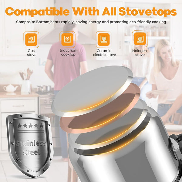 Pressure Cooker 6L Explosion-Proof One-Hand Locking Induction Compatible 100Kpa