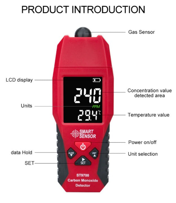 Portable CO Gas Detector Gas Detector Monoxide CO Gas Leak Alarm Detector