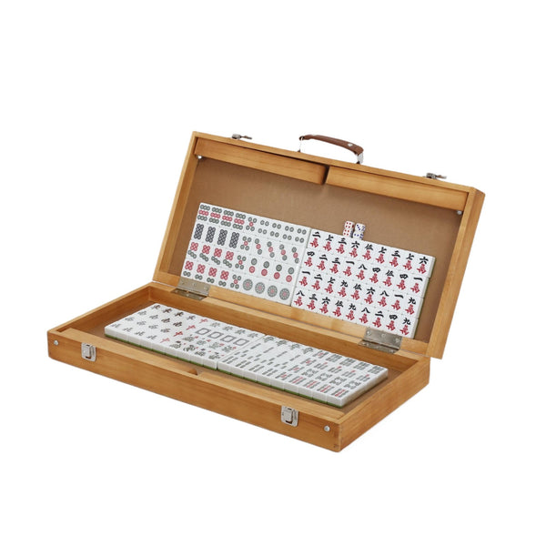 Foldable Wooden Mahjong Table Table Game Set with Tiles for 4 Players AU Stock