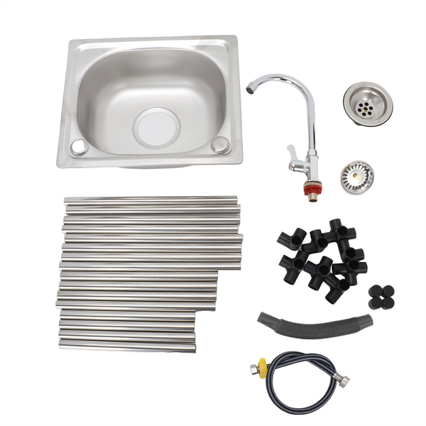 Free Standing Stainless Steel Vegetables Wash Basin Kitchen Sink with Bracket AU