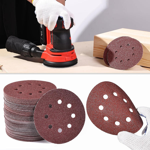 100pcs Sanding Discs 5 Inch 8 Hole Sanding Discs Grits 80 -3000 Sanding Pad