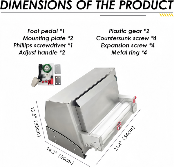 Electric Pizza Dough Roller Sheeter 0.03"-0.21" Thickenss Adjustable for Φ3"-15"