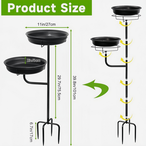 Freestanding Birdbaths Bowl Metal Bird Bath Bowl Birdfeeder Garden Lawn Decor