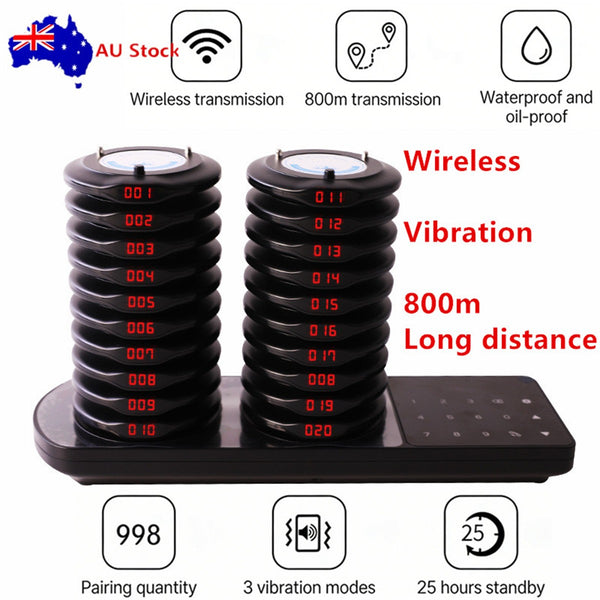 Restaurant Pager Wireless Calling System Vibrator Paging Device Bell Cafe Beeper