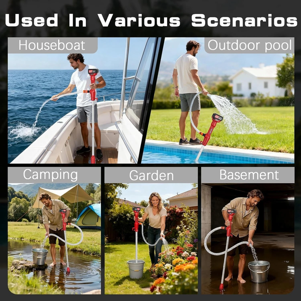 Cordless Stick Water Transfer Pump w/ Built-In Battery 3 Gear Adjustment 50L/min