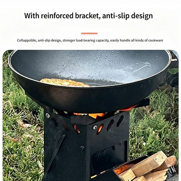 Camping Stove Portable Collapsible Rocket Stove Outdoor Cooking Firewood Stove