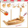 Serving Sushi Boat Tray Platter 50CM Wooden Bamboo Nautical Decor Food Display