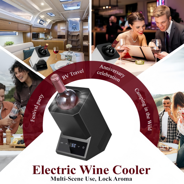 Portable Cooler Electronic Wine Chiller 5-18°C Single Bottle Temperature Control