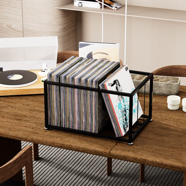 Vinyl Record Storage Rack on Wheels Sturdy Metal Frame Vinyl Organizer LP Holder