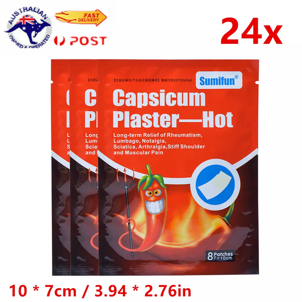 24x Capsicum Plaster Patches Pain Relieving Muscle Relief Injury Heat Therapy