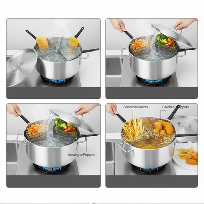 20 Quart Pasta Pot Fryer Pot OR Stainless Steel Pasta Pot Strainer Basket