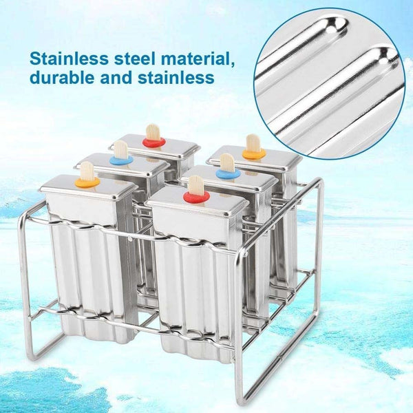 6pcs/10pcs Popsicle Molds Ice Lolly Mould Stainless Steel Ice Cream Holder Maker
