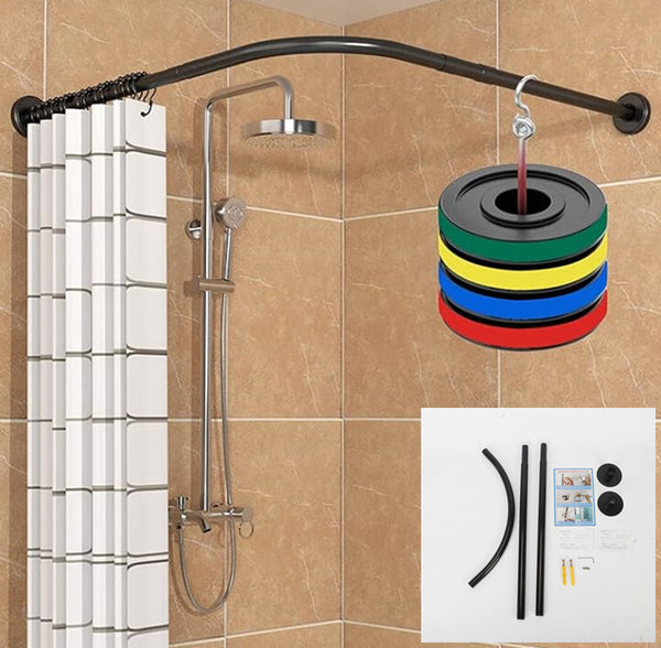 SUS304 Curved Shower Curtain Rod Black Stainless Steel 90-130cm Extendable AU
