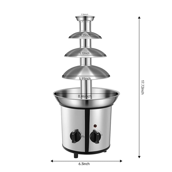 4 Tier Electric Chocolate Fountain Machine Stainless Steel for Chocolate Cheese