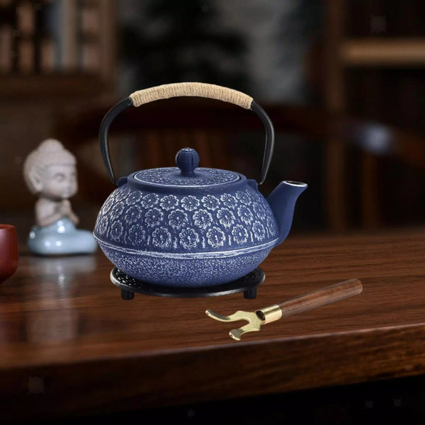900ml Cast Iron Kettle Teapot Tea Pot Infuser Strainer Black Japanese Style