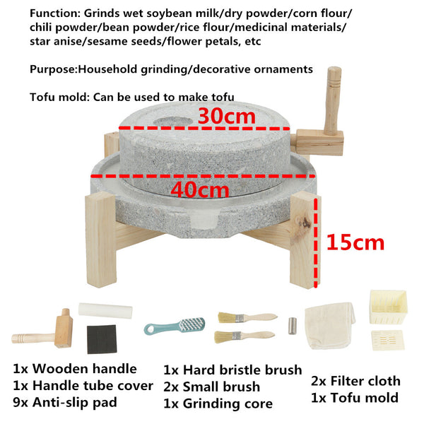 Stone Mill Grinder Grinding Wet/Dry For Soybean Milk Corn Flour Bean Powder AU