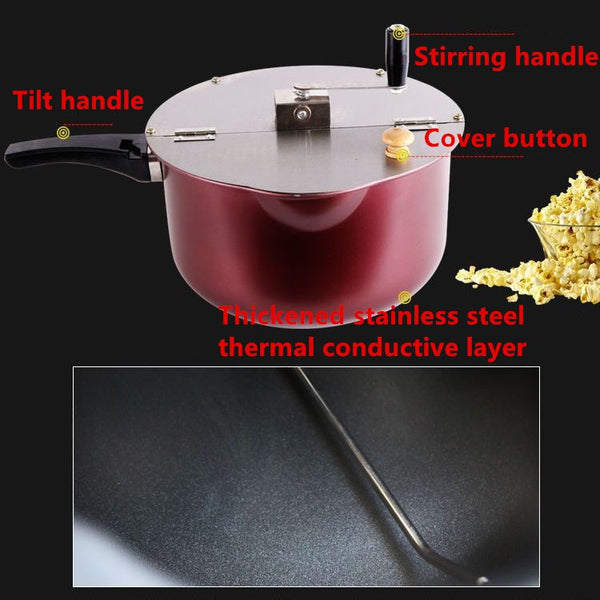 Stainless Steel Popcorn Popper Hand Operated Popcorn Maker Machine for Gas Stove