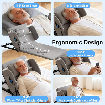 Adjustable Electric Lifting Bed Backrest for Elderly with Remote Full Length AU