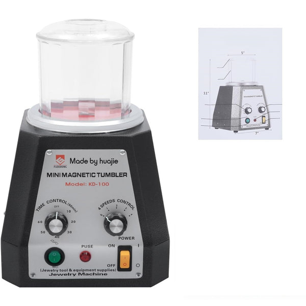 Magnetic Tumbler Surface Polisher Jewelry Finish Machine 2000RPM 4-Speed