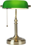 Classical Banker Desk Lamp Pull Chain Switch Green Glass Light Home Deco AU Plug