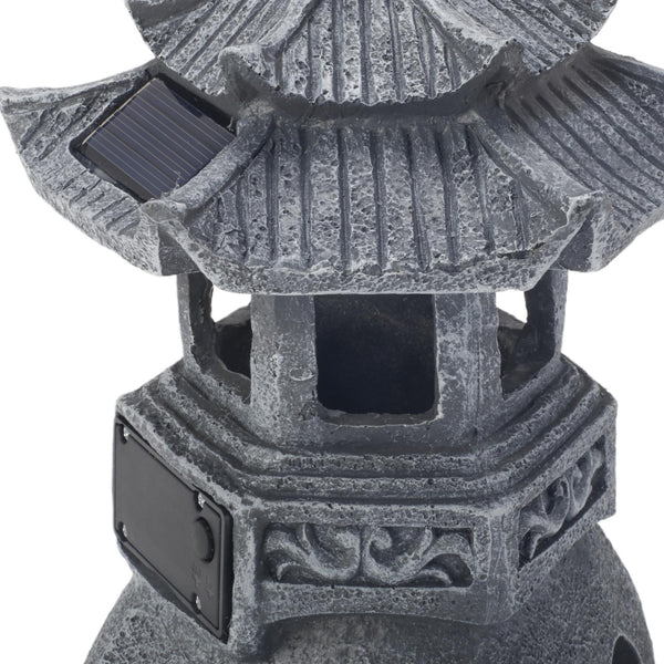 Pagoda Statues Outdoor Solar Powered Statue Zen Garden Lantern LED Garden Light