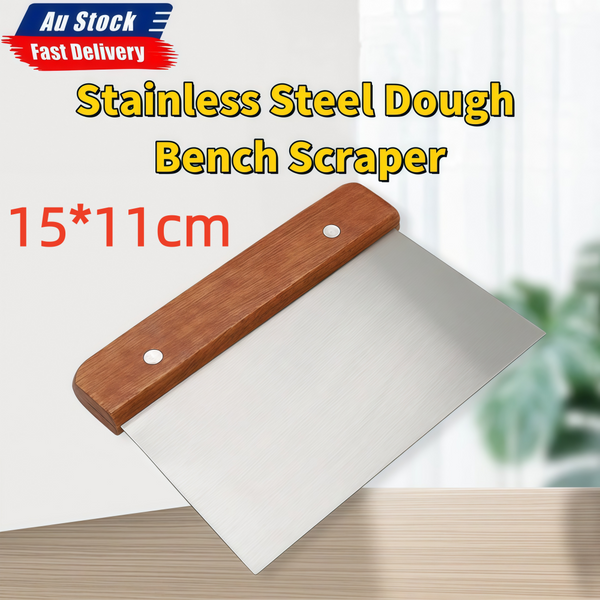 Dough Bench Scraper Stainless Steel Wooden Handle Cake Slicer Pastry Cutter AU