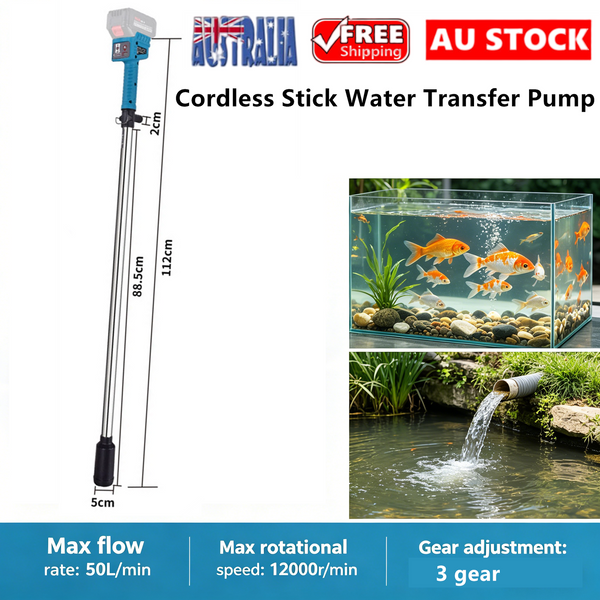 Cordless Stick Water Transfer Pump w/ Built-In Battery 3 Gear Adjustment 50L/min