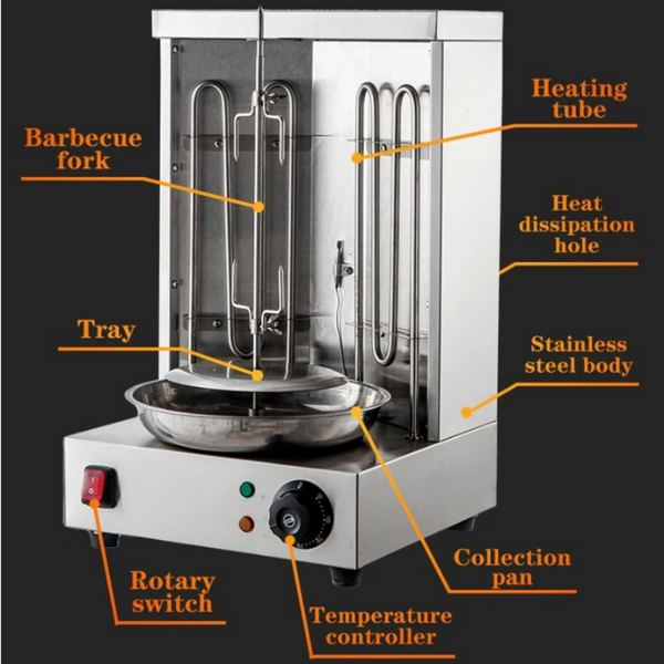 3KW Electric Doner Kebab Shawarma Grill Machine Tacos Pastor Gyros Rotisserie