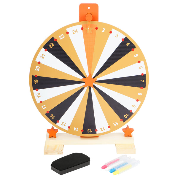 24 Slots Colorful Tabletop Spin Prize Wheel w/ Pen Eraser Roulette Wheel For Pub