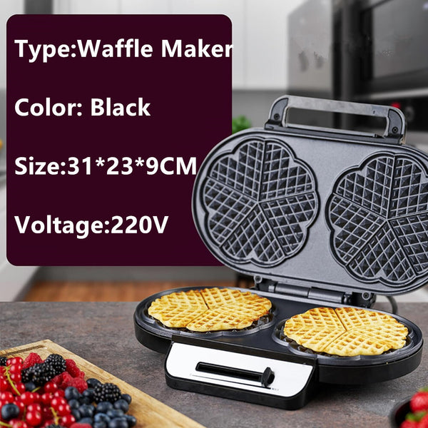 Electric Waffle Maker 10 Heart Shaped Waffles Nonstick Baker Breakfast Snacks