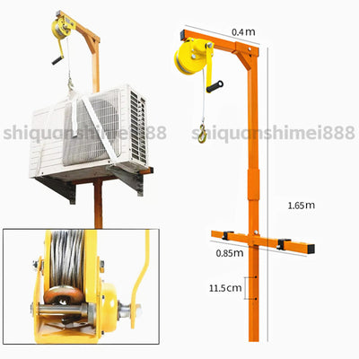Air Conditioning Lifting Tool 20m Self-Locking Folding Crane Manual Winch Tool