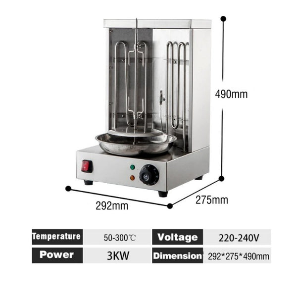 3KW Electric Doner Kebab Shawarma Grill Machine Tacos Pastor Gyros Rotisserie