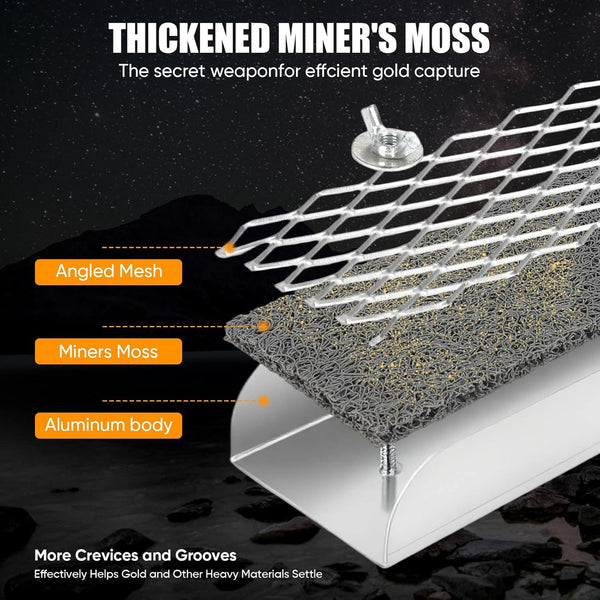 Gold Panning Kit With Sluice Box 12" Aluminum Mini Gold Mining Equipment 16PCS