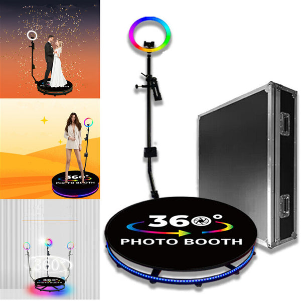 360 Spin Photo Booth Dia 100cm Automatic Rotating Video Booth w/ Flight case