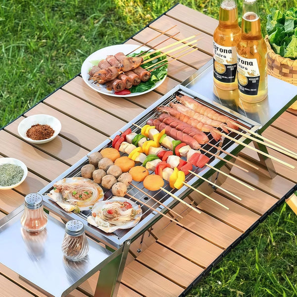 Foldable Small Charcoal Grill Stainless Steel BBQ Grill for Camping Picnic Beach