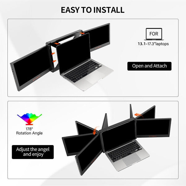 Laptop Screen Extender Triple-fold 11.6 In FHD 1080P Portable Monitor Extended