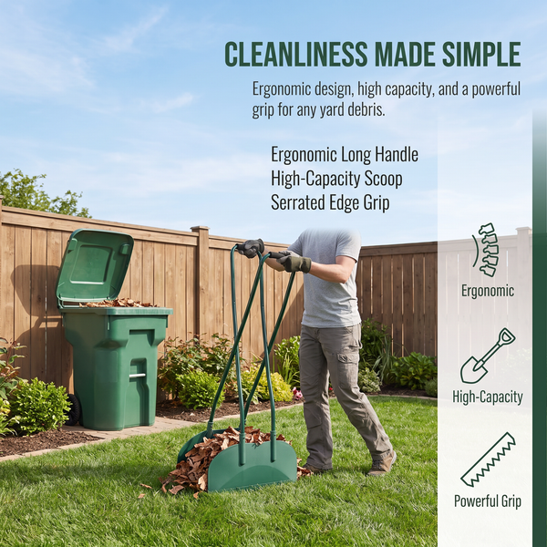 Long Handle Metal Leaf Grabber Rake Leaf Collector for Yard Work Labor-Saving